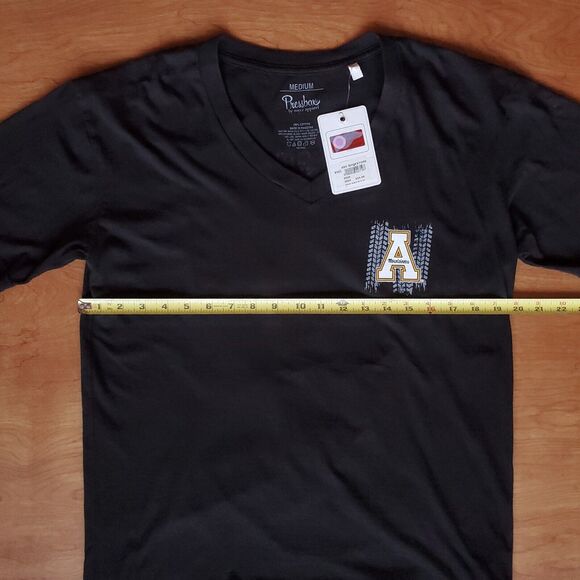 App State Mountaineers T Shirt Mens M Appalachian V Neck 100% Cotton Black NWT - Picture 14 of 16